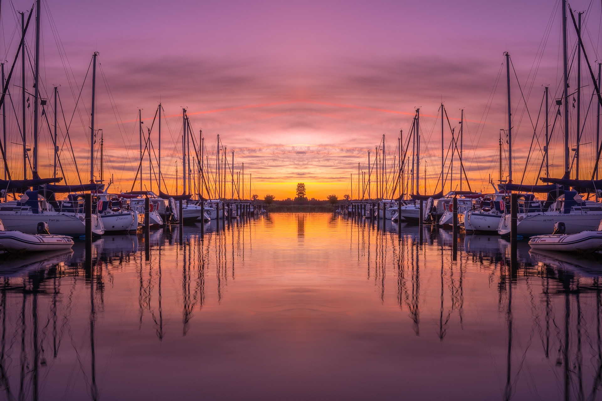 boats during golden hour